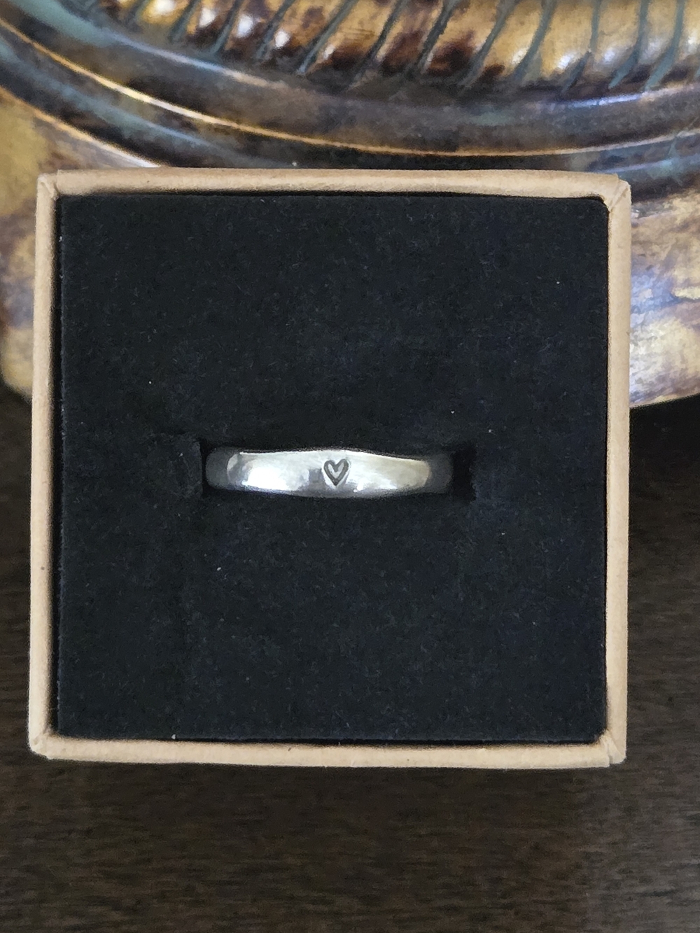 Sterling Silver Stamped Heart Stackable Band Ring Size 6.5